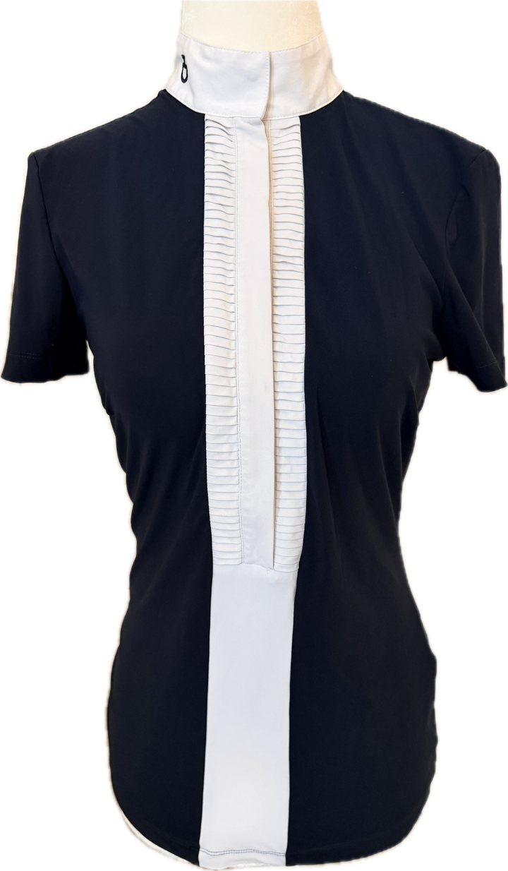 Cavalleria Toscana Pleated Jersey Competition Shirt- Navy - Women's X-Small
