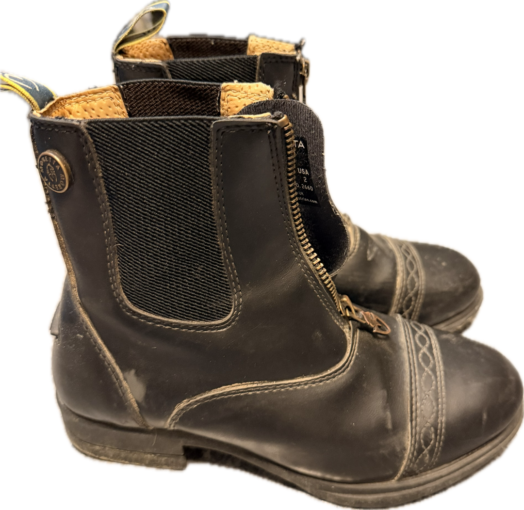 Moretta Kids Clio Zip Up Paddock Boots - Black - Size 2