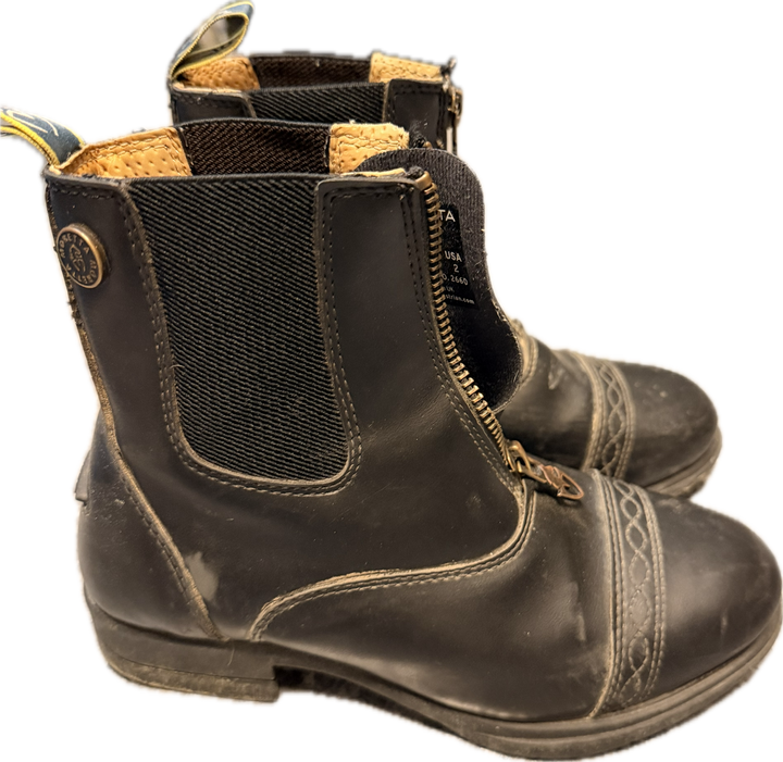 Moretta Kids Clio Zip Up Paddock Boots - Black - Size 2