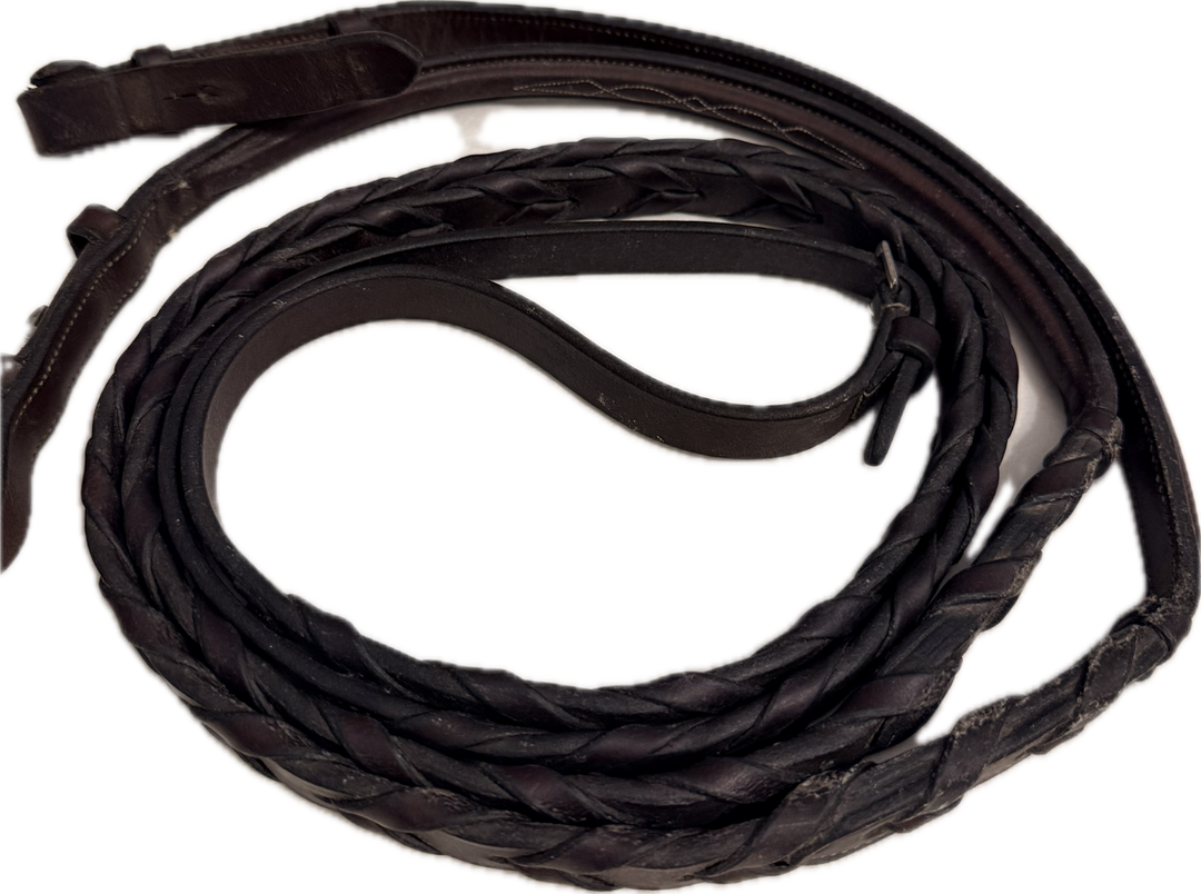 54" Brown Laced Leather Reins