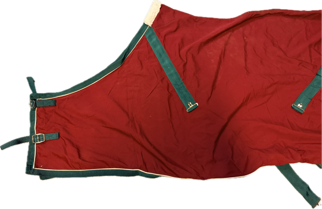 Cotton Stable Sheet - Burgundy/Green - 54" (Pony)
