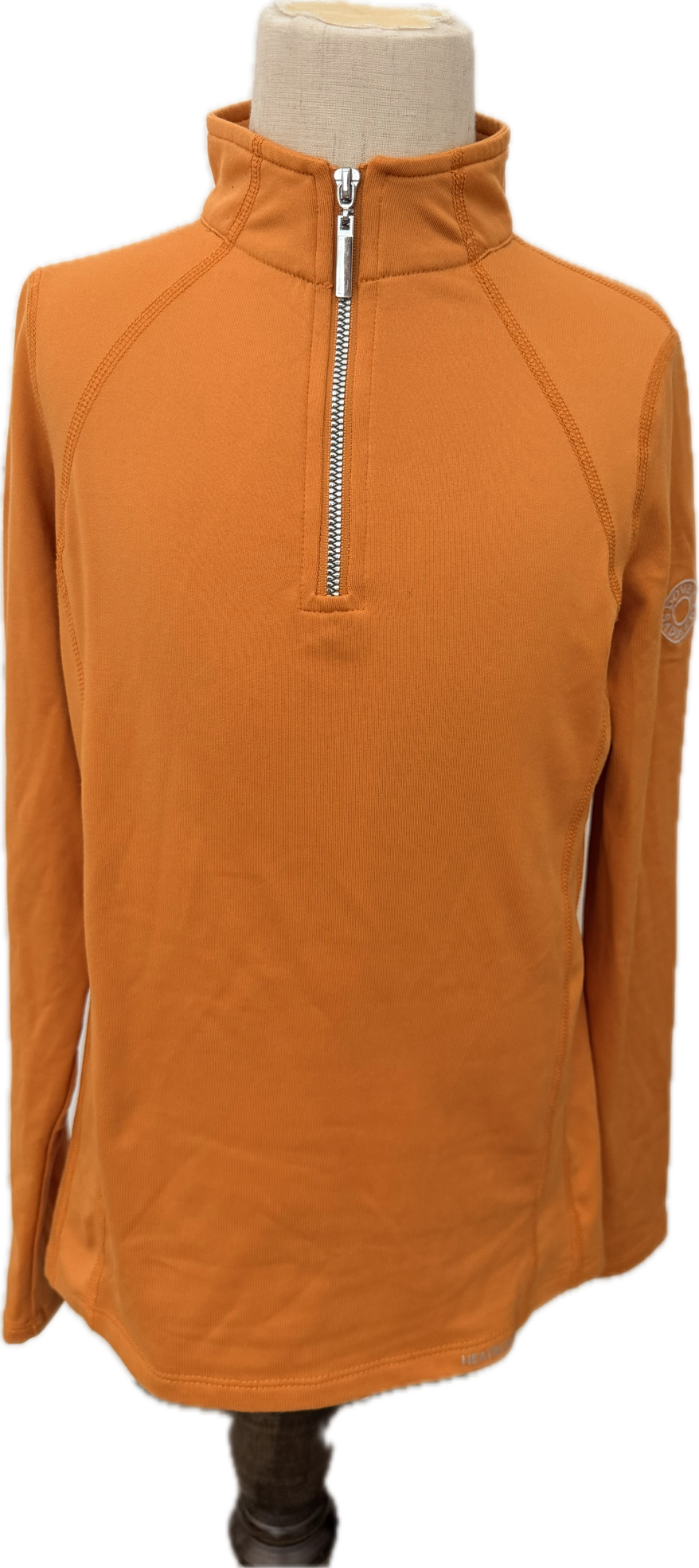 Dover Saddlery Heatblast 1/4 zip Riding Shirt - Orange - Child's Large