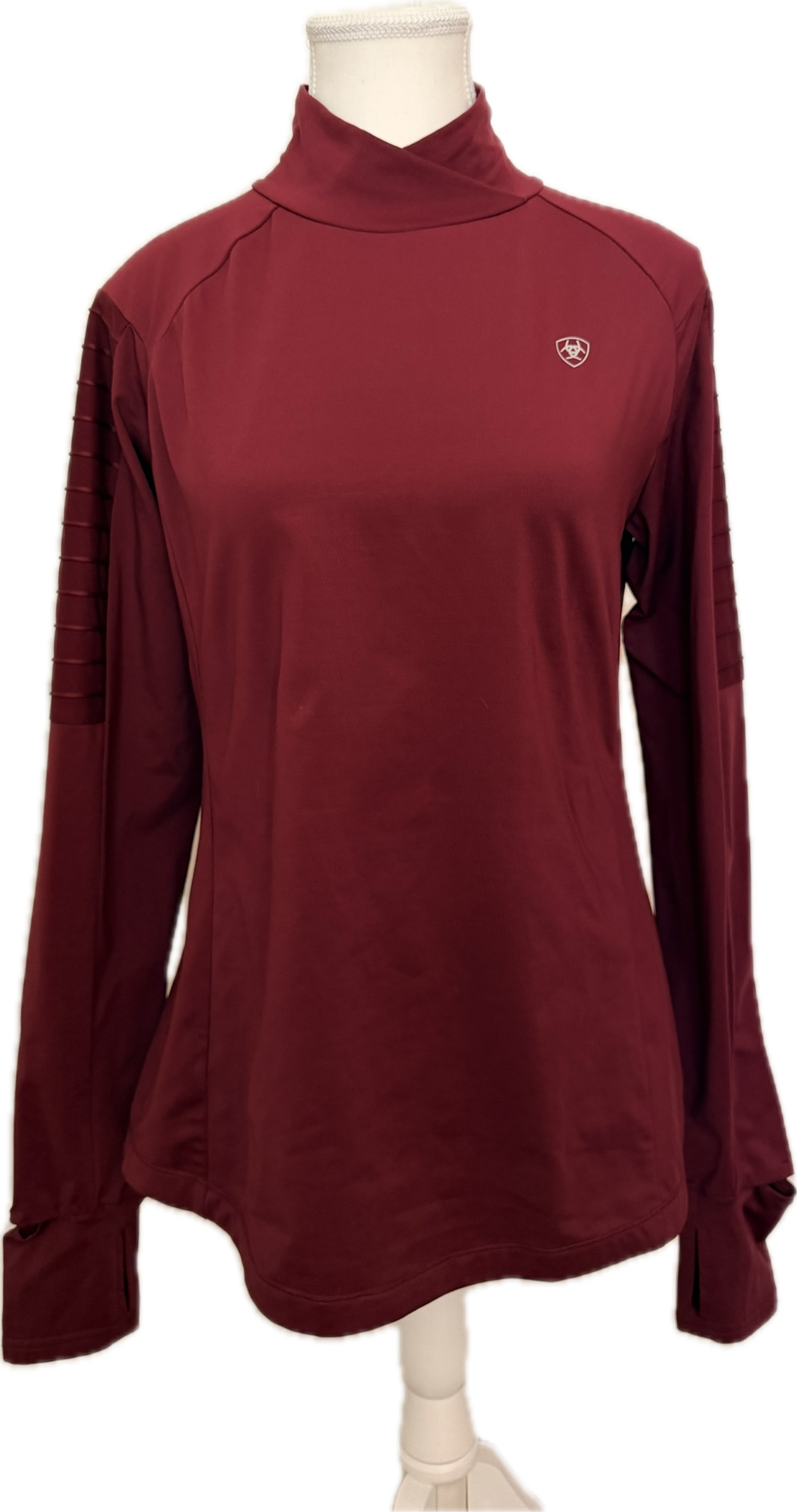Ariat Tek Long Sleeve Mock Neck Athletic Top - Burgundy - Women's M