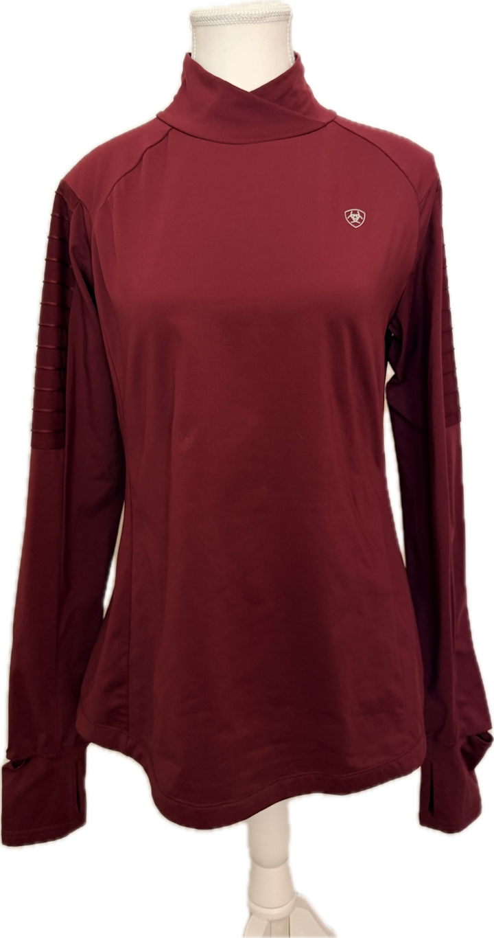 Ariat Tek Long Sleeve Mock Neck Athletic Top - Burgundy - Women's M