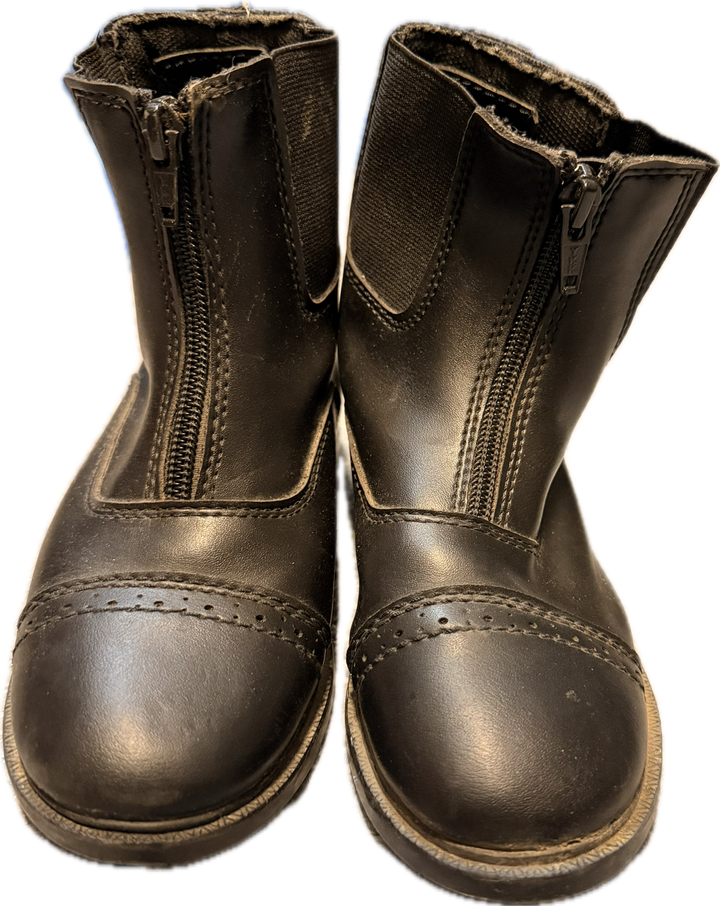 TuffRider Kids' Starter Front Zip Paddock Boots - Black - Size 12