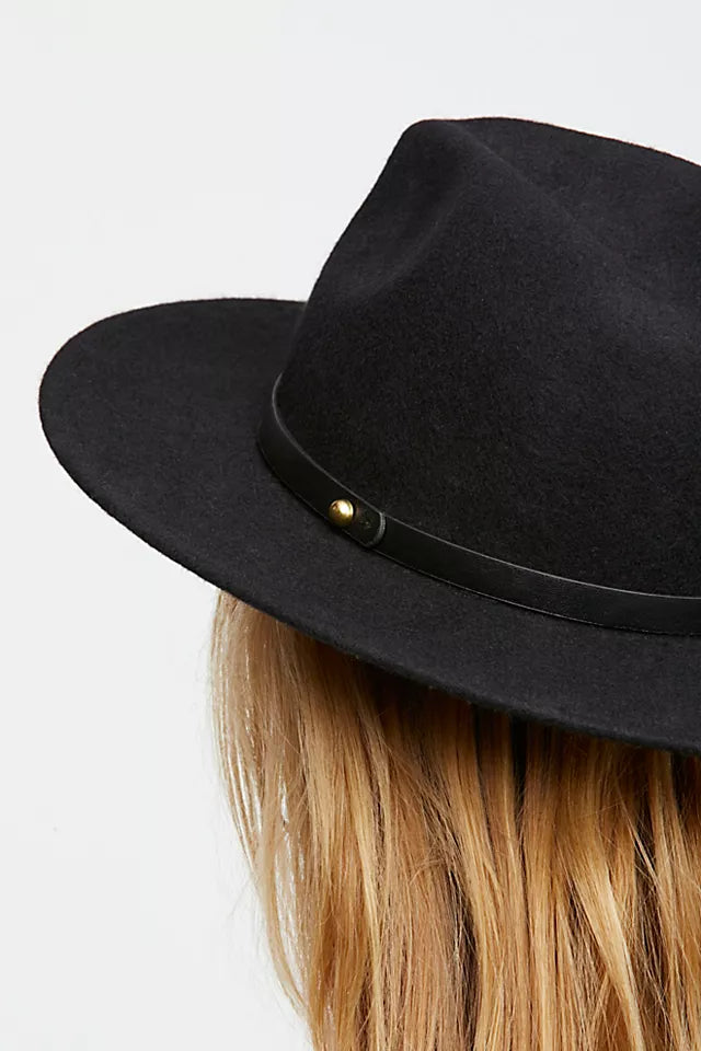 Free People Wythe Leather Band Felt Hat - One Size - New!