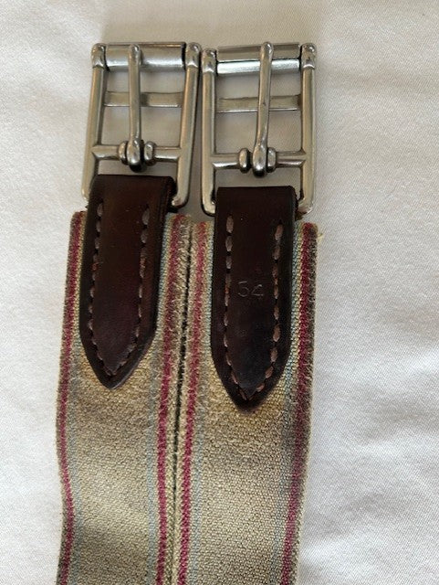 EDGEWOOD FANCY STITCH DOUBLE ELASTIC LEATHER GIRTH - 54"