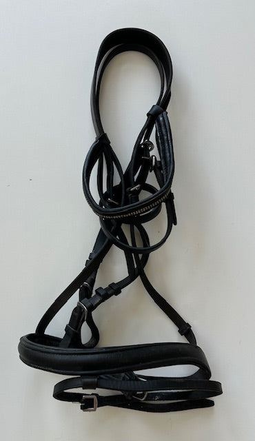 English Bridle with Integrated Flash Noseband and Silver-Studded Browband