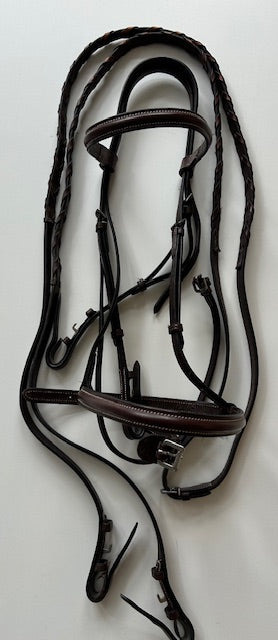 Bridle with Flat Noseband and Browband with Reins – Horse