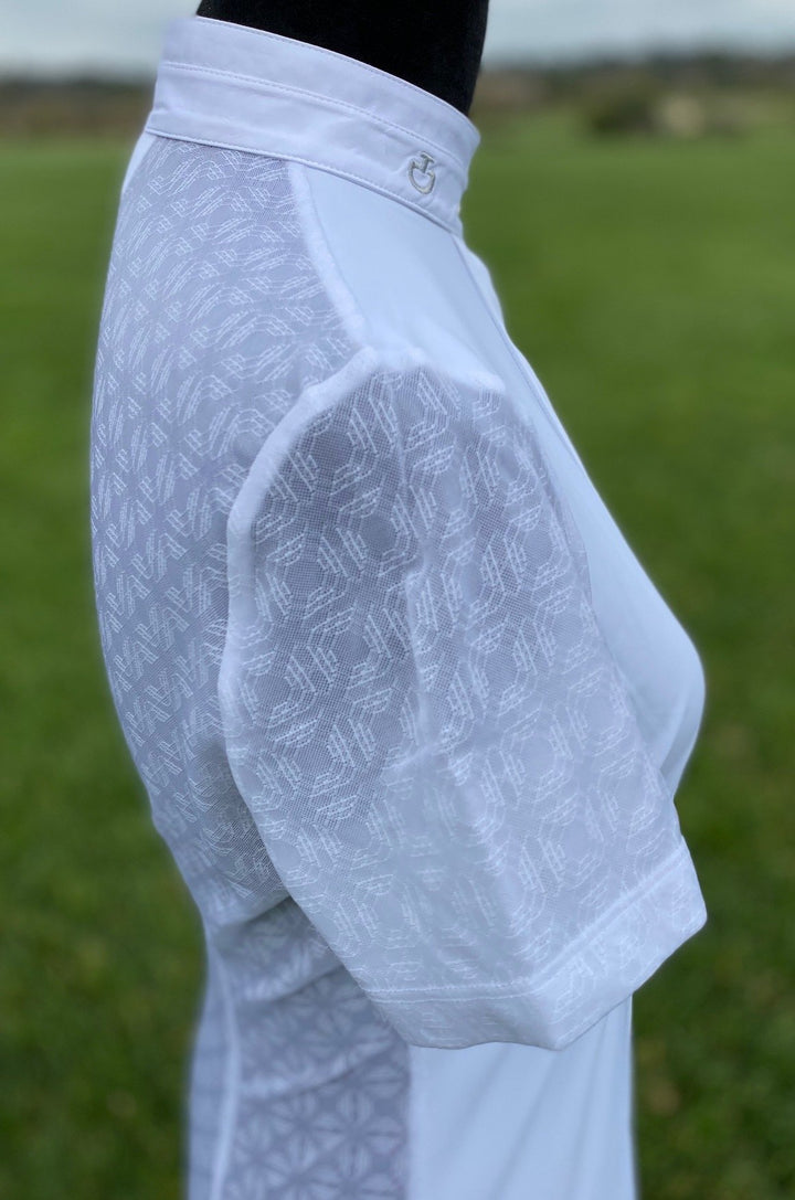 Cavalleria Toscana Transparent Jersey Elegant Competition Short Sleeve Shirt - Size L - New!